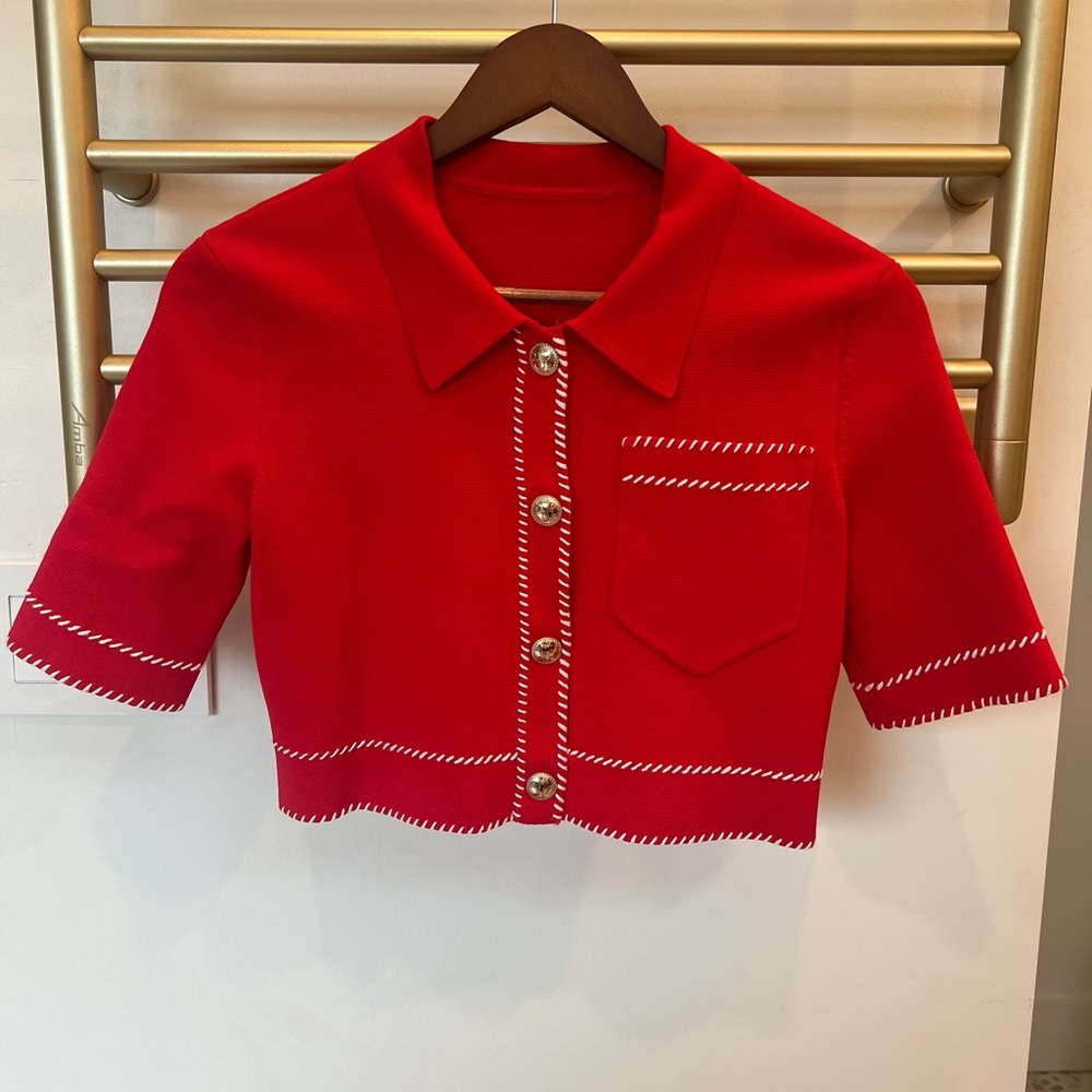 Maje Red Cropped Bolero size 1/S